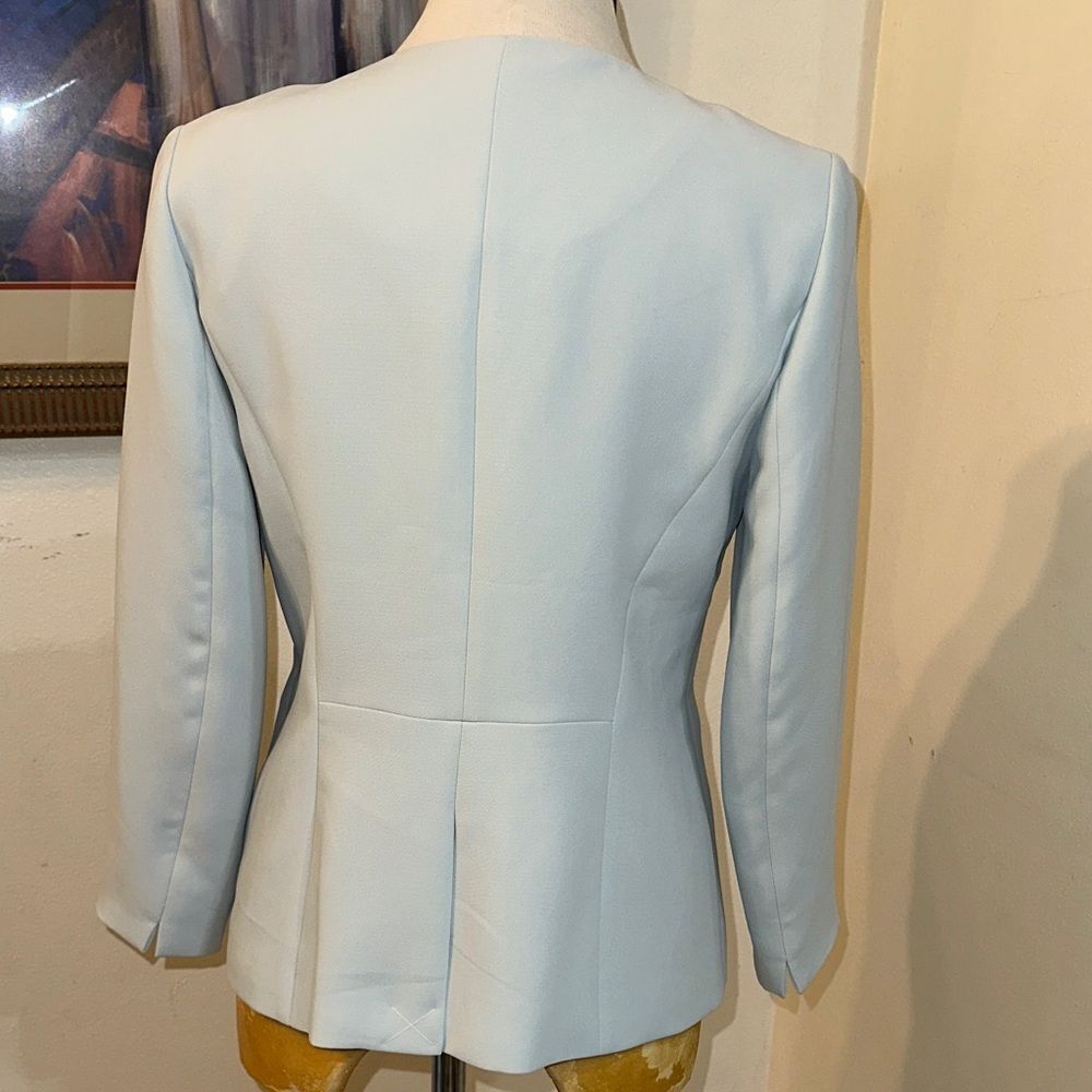 Talbots Elegant Light Blue Ruffle Women's Blazer Size 2 - Picture 8 of 11